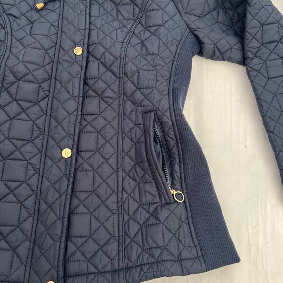 Cashew Flower Sherven X. Quilted Lightweight Womens Navy Blue Jacket Sz 40 USA 8 - Picture 8 of 15